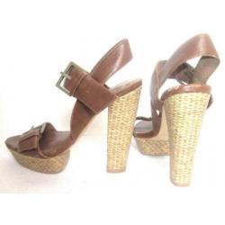 BERSCHKA bruine SEXY 13cm! hoge zomerse pumps maat 36