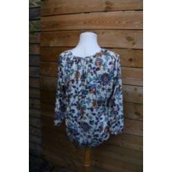 Blouse creme/blauw K- Design mt XL