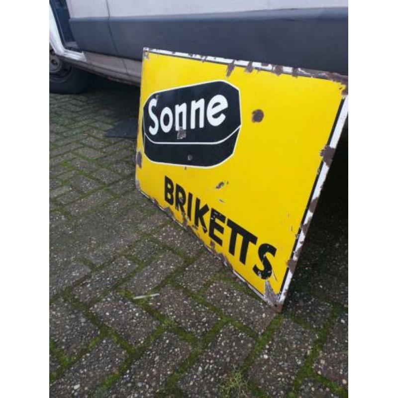 Oud emaille bord sonne briketts