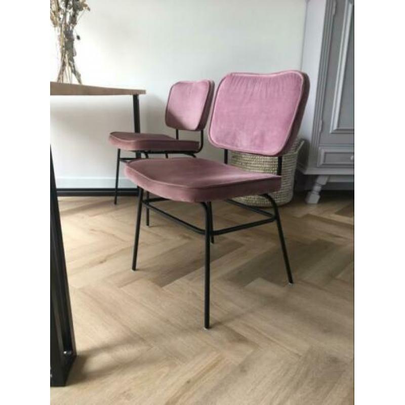 2 eetkamerstoelen By Boo velvet roze