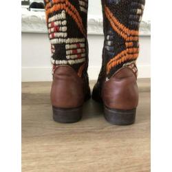 Bohemian kiboots laatjes maat 39 Amsterdam bruin leer