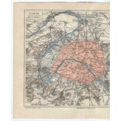 Parijs 1890 - Paris "Plattegrond van her Centrum" Frankrijk