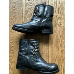 Lazamani Cowboy Biker boots - Zwart Leer Studs - Maat 38