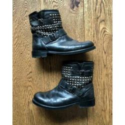 Lazamani Cowboy Biker boots - Zwart Leer Studs - Maat 38