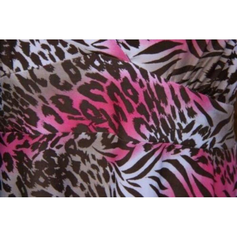 Jurk roze/ bruin biaggini mt l panter/ leopard