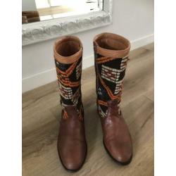 Bohemian kiboots laatjes maat 39 Amsterdam bruin leer