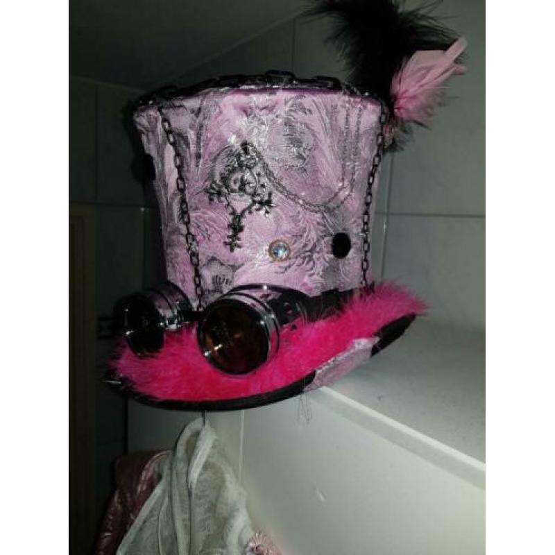 Steampunk hoed roze