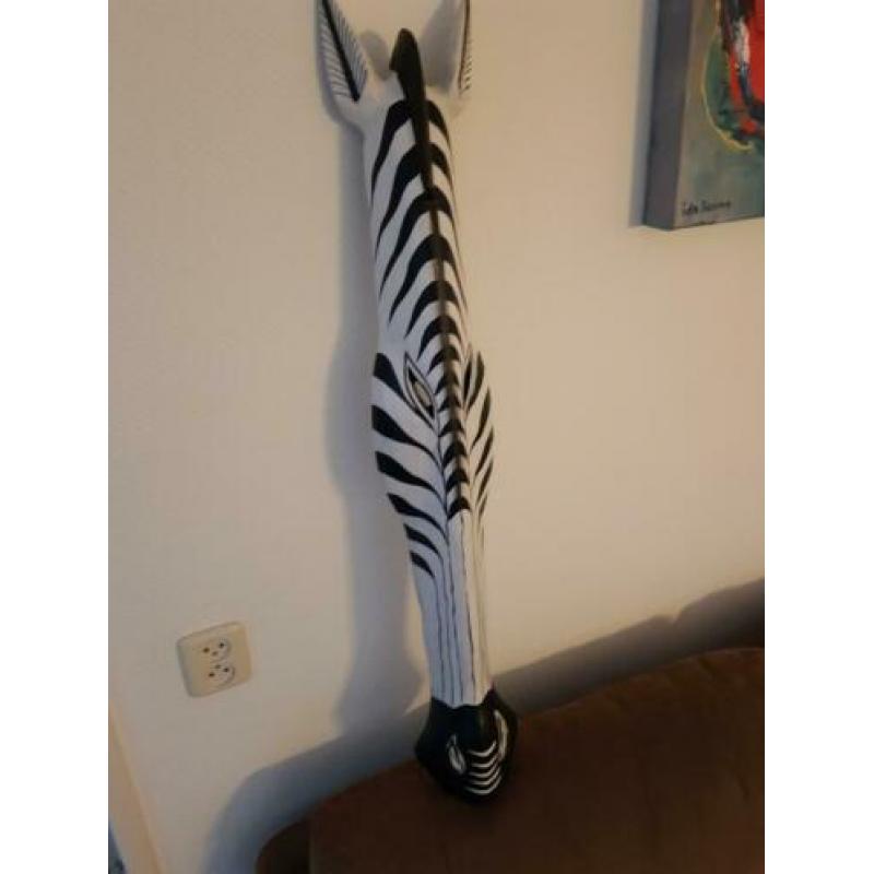 Houten decoratie zebra masker