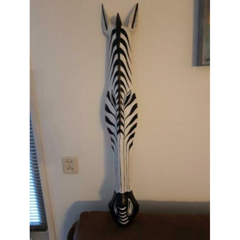 Houten decoratie zebra masker