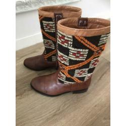 Bohemian kiboots laatjes maat 39 Amsterdam bruin leer