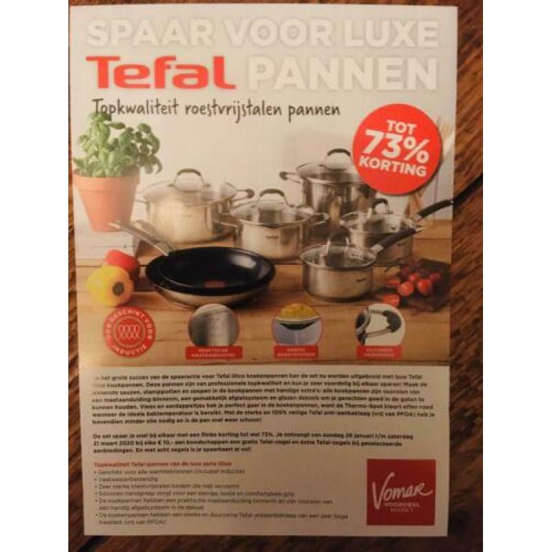 5 volle Vomar spaarkaarten voor luxe Tefal pannen