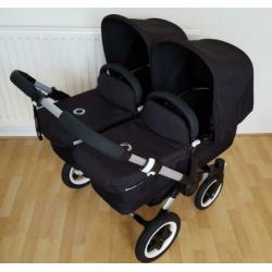 Bugaboo Donkey twin duo mono tweeling kinderwagen zgan zwart