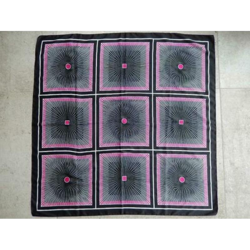 Vintage JAGO shawl sjaal zwart fuchsia made in Italy