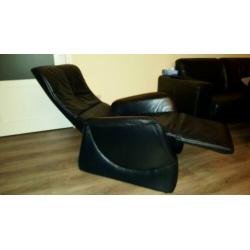 Relaxfauteuil zwart leer