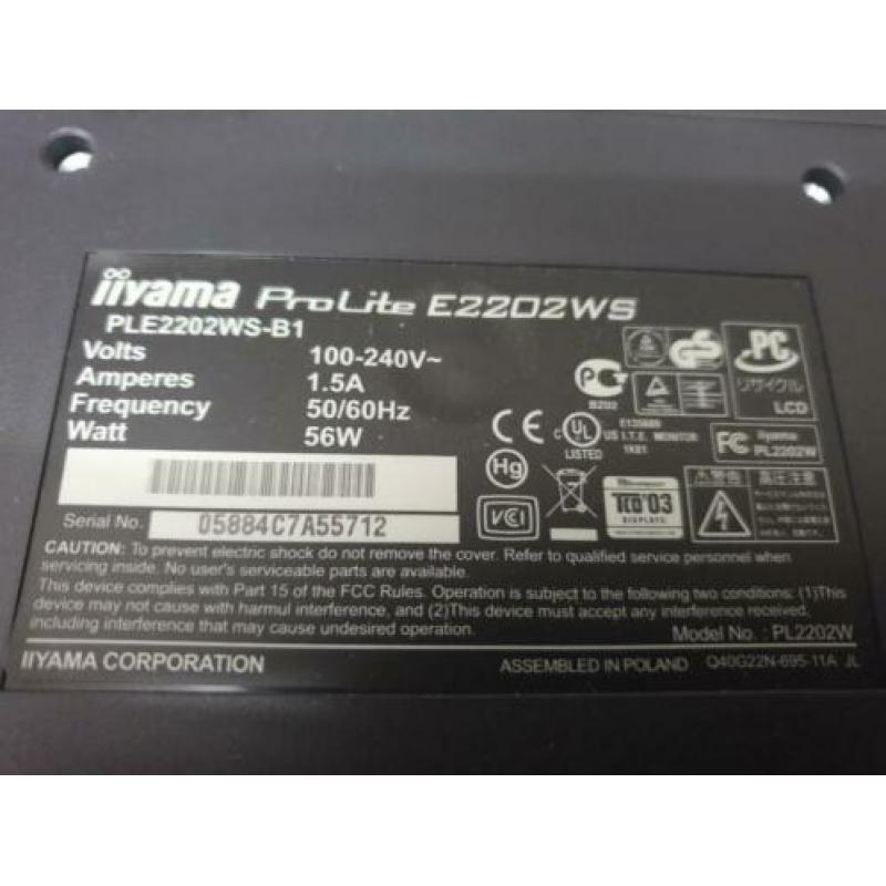 Iyama Pro Lite E2202WS 22 inch LCD beeldscherm