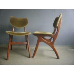 4 eettafelstoelen 50s/60s stoelen stof kleur stof mosgroen v