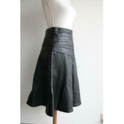 Vintage rok lederen leren echt leer zwart maat 36 38