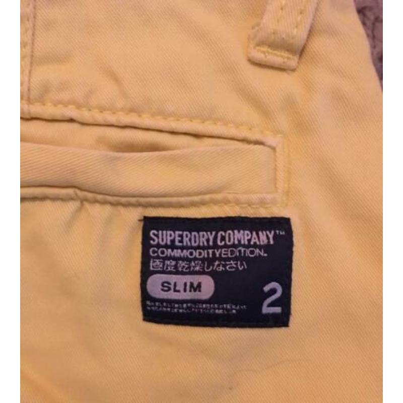 Superdry Commodity Edition Slim Chino Broek Geel Maat S