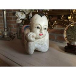 Oud Chinees beeld hout Chinese decoratie Brocante VT Wonen.