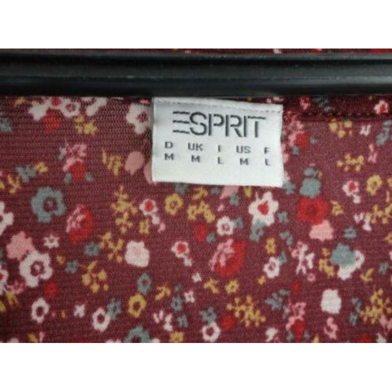 Esprit: Donker rode jurk met bloemetjes (M)