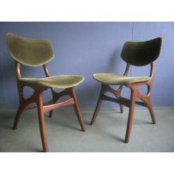 4 eettafelstoelen 50s/60s stoelen stof kleur stof mosgroen v