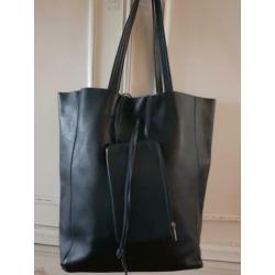 Stevige donkerblauwe echt leren shopper !!!