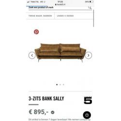 Loods 5 sally 3 zits bank velvet velours goud geel oker