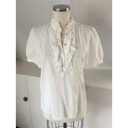 FINE BY ME nieuwe off white blouse viscose 40 CHCS RUCHES