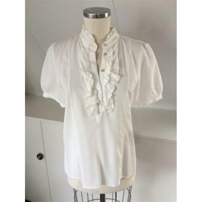 FINE BY ME nieuwe off white blouse viscose 40 CHCS RUCHES