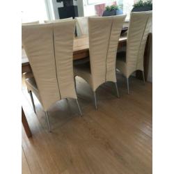 6 leren eetkamerstoelen – creme – type London