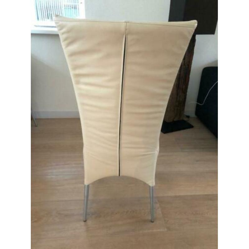 6 leren eetkamerstoelen – creme – type London