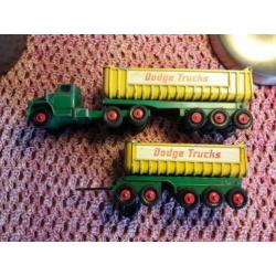 matchbox king-size 1965 k-16 dodge tractor & twin tippers