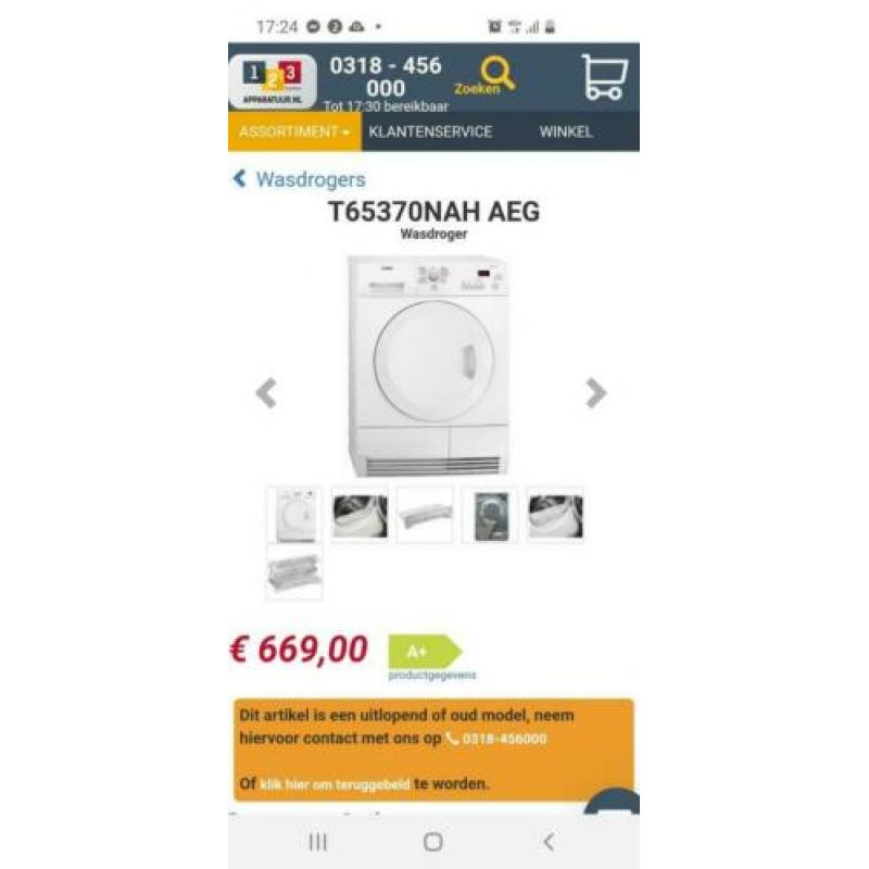 AEG T65370NAH A+ Vrijstaande 7KG Warmtepomp Droger Izgs