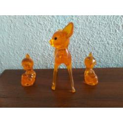 3 oude Hertjes * Bambi * 3 stuks vintage hertje