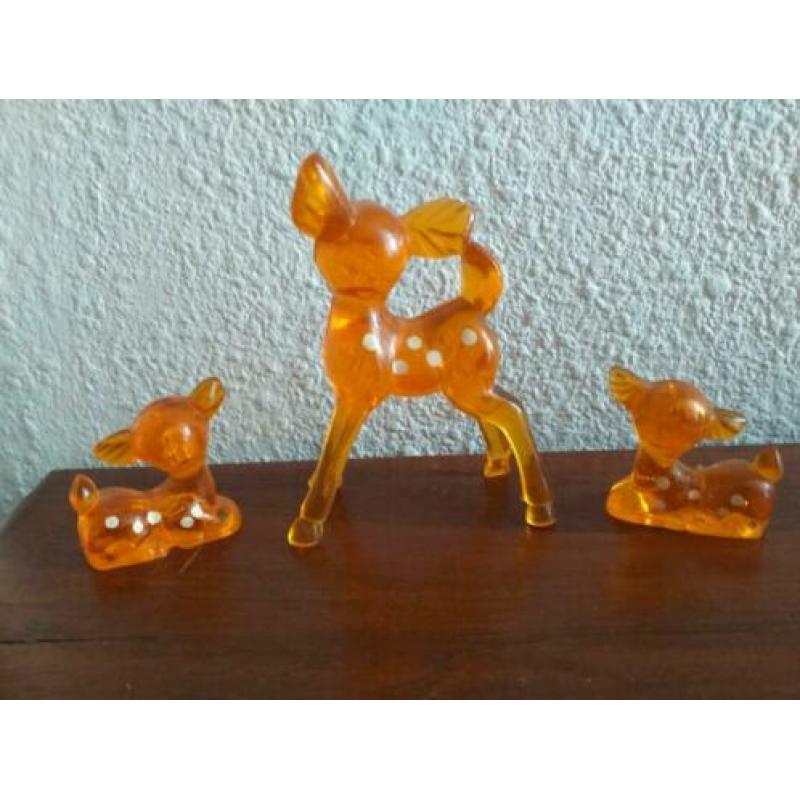 3 oude Hertjes * Bambi * 3 stuks vintage hertje