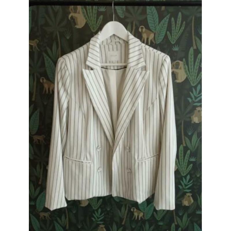 Vila blazer colbert jasje maat 42 XL creme wit krijtstreep