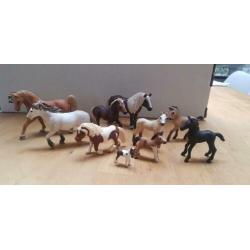 10 Schleich paarden, veulens en pony