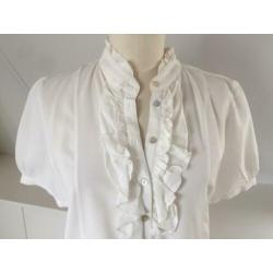 FINE BY ME nieuwe off white blouse viscose 40 CHCS RUCHES