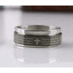 Cross Schrift Titanium Stalen Dubbele roterende Ring