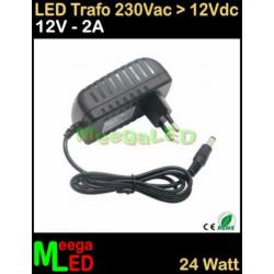 LED Trafo Voeding Adapter Driver - 230V > 12V - 2A = 24W