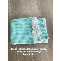 Koeka ledikantdeken wafel dubbel 100x150 mint beige