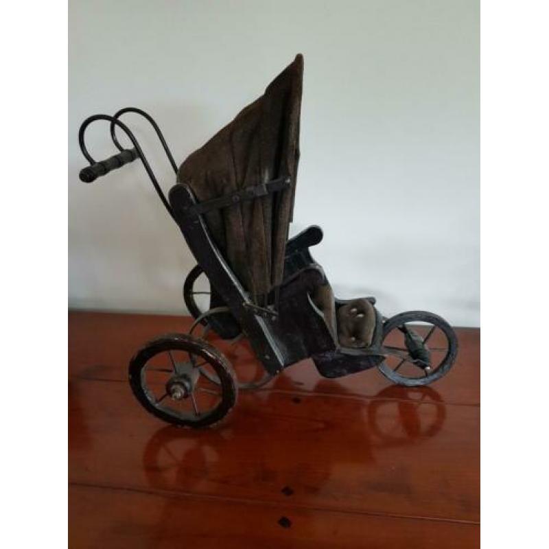 vintage mini kinderwagen poppenwagen met kap