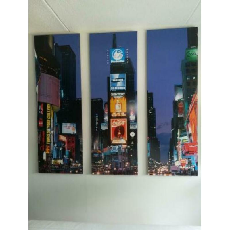 'Grote wanddecoratie 3-luik foto kleur Times Square New York