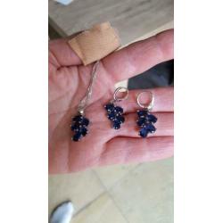 Mooie 925 Sterling Zilveren Set met Blauwe Zirkonia Nieuw